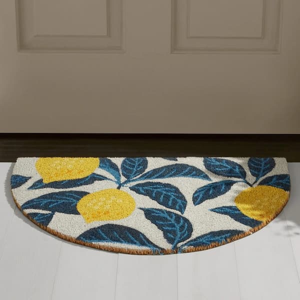 Mainstays by Becky G. & Alejandra Coir Outdoor Mat, Lemon & Blue deal