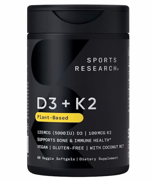 Sports Research Vegan D3 with Vitamin K2, 60 count only $11.74 shipped!
