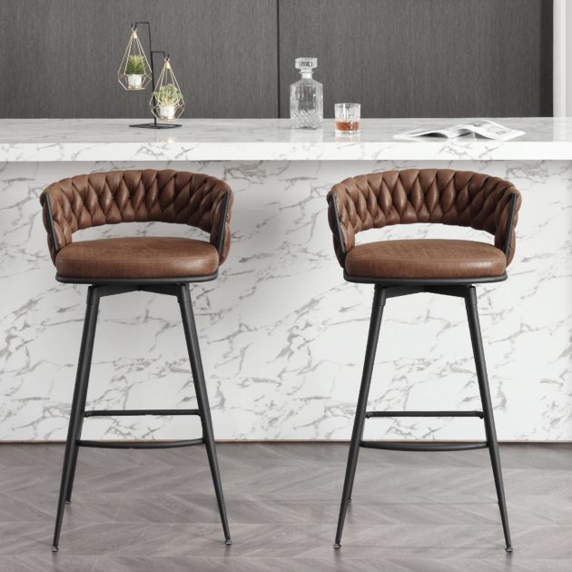 Kymberlynn Swivel Upholstered Low Back Bar & Counter Stool With Metal Frame (Set of 2)
