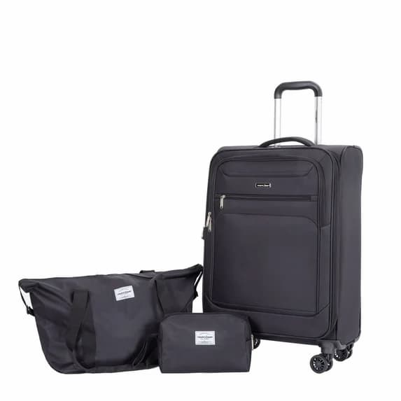 Tripcomp 3 Piece Luggage Set Carry-On Softside Suitcase with Spinner Wheels deal