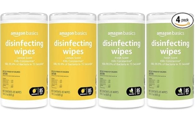 Amazon Basics Wipes, Lemon & Fresh Scent, Sanitizes/Cleans/Deodorizes, 340 Count