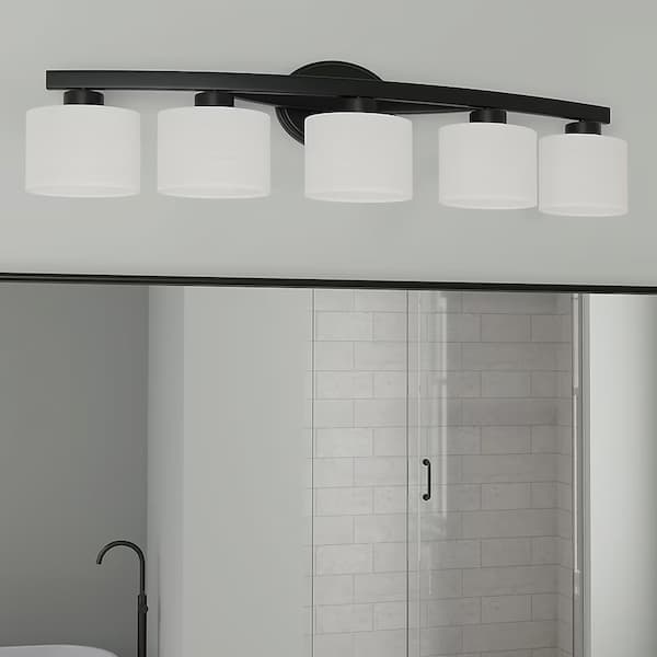 allen + roth Merington 37.5-in 5 -Light Transitional Vanity Light deal