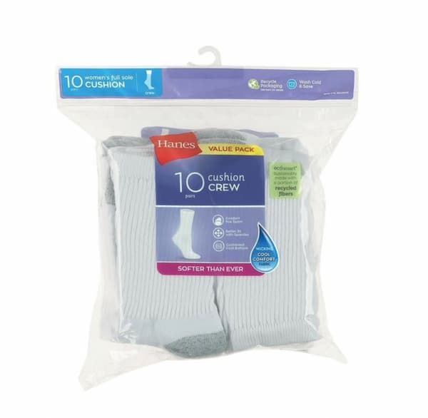 Hanes Women's Athletic Crew Socks, Full Sole Cushion, 10-Pairs deal