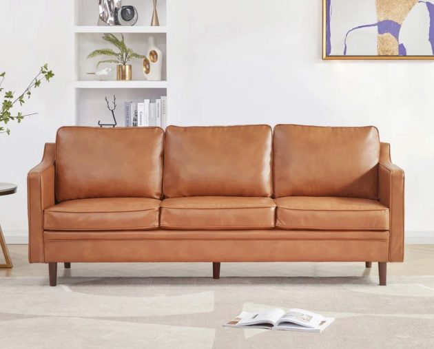 Azriah 80.31'' Faux Leather Square Arm Sofa