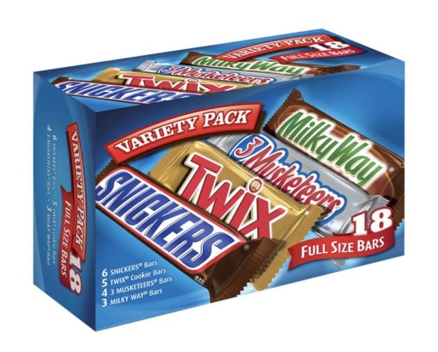 Mars SNICKERS, TWIX, MILKY WAY & 3 MUSKETEERS Individually Wrapped Variety Pack Full Size Milk Chocolate Candy Bars
