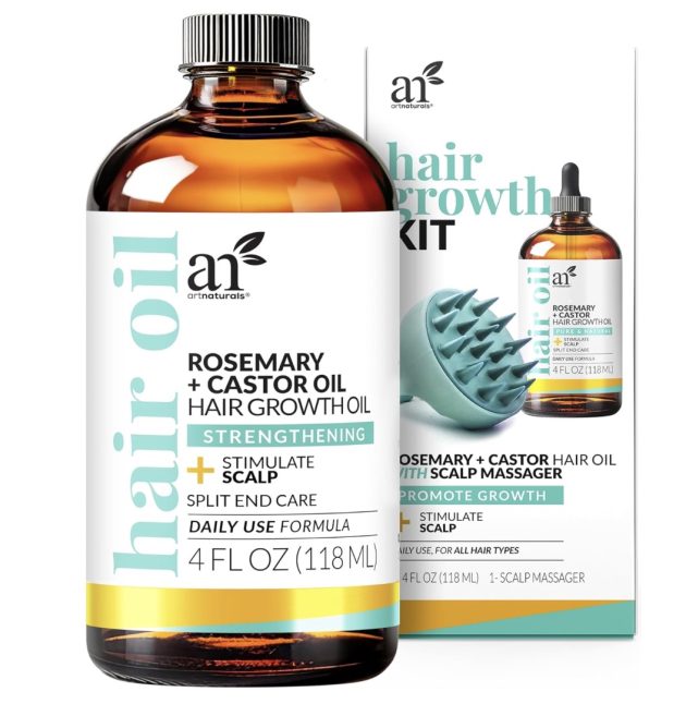 Oh this ArtNaturals Organic Rosemary & Castor Hair Growth Oil + Scalp Massager Set
